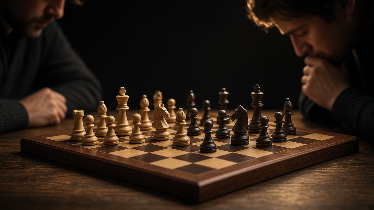 Chess lesson at the board
